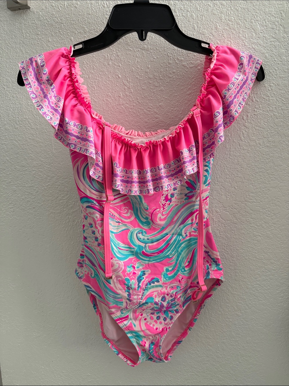 Lilly Pulitzer Pink One-Piece Swimsuit with Turquoise Print